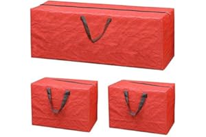 NIGMA Christmas Xmas Storage Zip Bag for Tree, Decorations & Lights, Storage Box (3Pc Red Christmas Storage Bag)