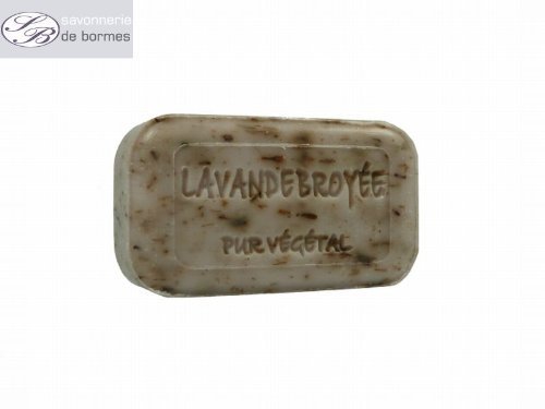 Preisvergleich Produktbild Lavendelseife mit Lavendelstückchen lavande broyée der Savonnerie de Bormes im Organzageschenksäckchen. Blockseife zu 100 gr.