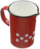 Taza de medir esmaltada con asa de alto y 0,5 L Capacidad en rojo con lunares blancos