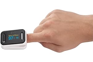 EUROtops Fingerpuls-Oximeter [CE-zertifiziert] - Misst präzise Sauerstoffsättigung & Puls mit Alarmfunktion - Inkl. Batterien und Tragetasche - Ideal für Schlafapnoe, Asthma, Sport
