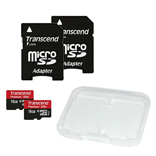 Transcend Class 10 UHS-I micro-SDHC 16GB Speicherkarte mit SD-Adapter (45MB/s Lesegeschwindigkeit, 2-er Pack) [Amazon frustfreie Verpackung]