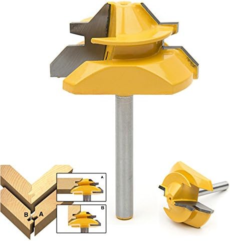 Lock Miter, 1-3/8'' Diameter 1/4'' Carbon Steel Shank 45 Degree Joint Router Bits Woodworking Cutter Tool by Giagy