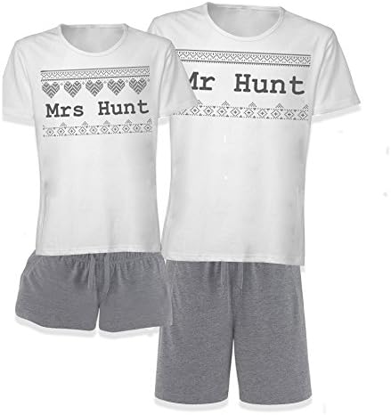 Real Unique Nordic Mr &amp; Mrs/First Name Couples Pyjamas PJ Lounge Set Newly Wed Xmas Gift (Mens M)