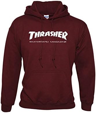 THRASHER skateboard magazine unisex HOODY HOODED pull over Sweatshirt (Medium, Maroon)