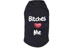 IZEFIA Dog Shirt Rdc Pet Clothes Dog T Shirts Love Me Cotton T-Shirt Dog Tank Top Summer Cool Vest for Small Dog Medium Puppy Cat (Black, L)