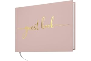 PRK 14 Luxury Guest Book Elegant Premium Hardcover Pink with Gold Text Perfect for Weddings Parties Business Meetings Funerals Company Reception Baby Showers Christening Visits Special Events 200 Pages