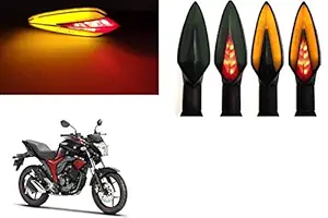 SHOP4U Front, Side, Rear A Shape Dual Color DRL Indicator Light for Suzuki Gixxer (Pack of 4, Red and Amber)