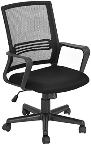 Aingoo Mid-Back Mesh Home Office Computer Task Chair Ergonomic Adjustable Swivel with Armrest Black