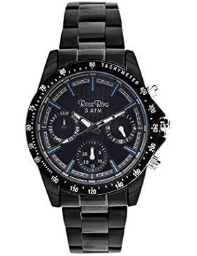 Ross Rino Sport Unisex Quarzuhr mit schwarzem Zifferblatt Analog-Anzeige und schwarz Edelstahl Armband r5eer24338bmbu