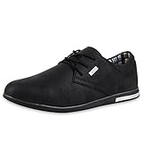  napoli-fashion Bequeme Herren Schuhe Halbschuhe Klassische Schnürer Wildleder-Optik Schwarz Basic 41 Jennika