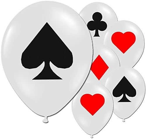 12 Casino Nights Card Suit Printed Party Balloons