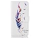 Produktbild Nancen Samsung Galaxy S6 / SM-G9200 (5,1 Zoll) Handyhülle Ledertasche Gemalt Erleichterung Prägung Relief Einfach Farbige Federn Muster Bookstyle PU Leder Hülle Flip Cover Etui mit Standfunktion Magnetverschluss Brieftasche / Wallet und Card Slot Case Handy Schutzhülle