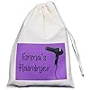Personalised - Hairdryer Small Storage Bag - PURPLE DESIGN - Small Natural Cotton Drawstring Bag - SUPPLIED EMPTY