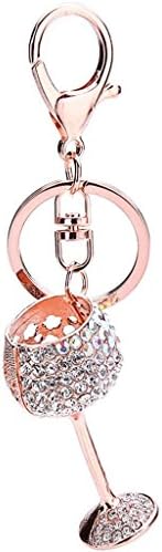 Wgwioo Crystal Keyring Wineglass Rhinestone Car Ornaments Phone Strap Keychain?Pack Of 2? White