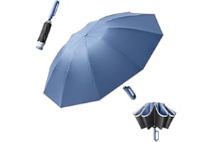 ERISED'S BIFROST Portátil Paraguas Plegable Invertido de Viaje Mango de Apertura/Cierre Automático Capa de Revestimiento/Protección UV Anti UPF 50 99,9% Paraguas de Golf Hombres Mujeres Diseño de Mango de Mosquetón