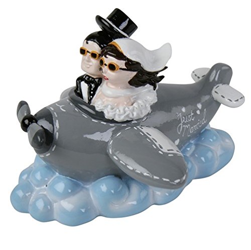 Spardose Brautpaar in Flugzeug Aufschrift.Just Married Hochzeit Sparbüchse Geschenk