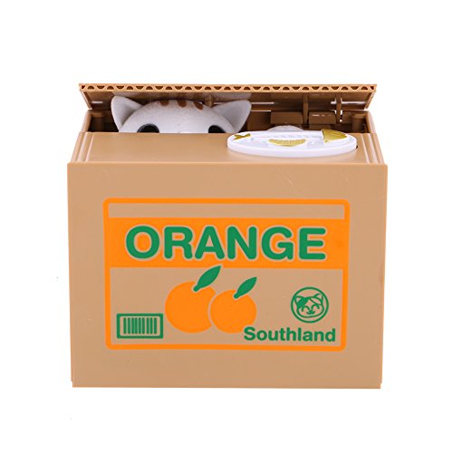 Elektrische Münzbehälter Elektrische Katze Spielzeug Interessante Geschenk für Kinder (Orange Katze)