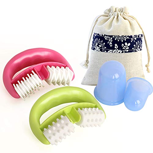 Slimming Roller INKERSCOOP Silicone Anti Cellulite Cup with Cellulite Plastic Manual Muscle Round Roller Handl