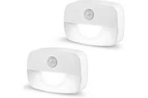 AmmToo luz de Noche, Nocturna LED con Sensor Movimiento,LED Batería Nocturna Infantil Luz para Habitación Bebé, Adecuada para Dormitorio, Baño, Inodoro, Escaleras, Cocina, Pasillo (2 unidades blanca)