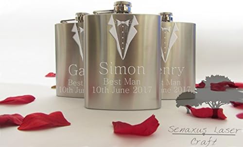 Personalised Engraved 6oz silver Hip flask best man usher wedding gift shf05