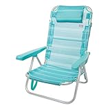 sillas de playa plegables Silla baja plegable Aktive Beach con cojín, medidas 108x60x82 cm; fabricada en aluminio y textileno, resistentes a la intemperie