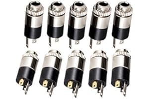 PsmGoods® - Connettore per jack stereo con montaggio a pannello da 3,5 mm Silver 10 Pack
