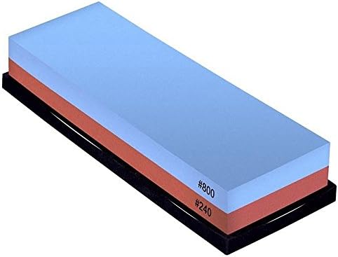 Premium Knife Sharpening Stone 2 Side Grit 240/800 Whetstone, Best Knife Sharpening Stone / Waterstone for Chef, Kitchen, Pocket Knives and Scissors, Rubber Stone Holder Included