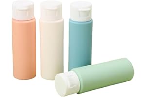 SamHeng 4 Pezzi Bottiglie da Viaggio per Articoli da Toeletta, 50ml Riempibile Comprimibili Flaconi da Viaggio, Plastica Prova di Perdite Contenitori da Viaggio per Liquidi Shampoo Lozione Gel Doccia