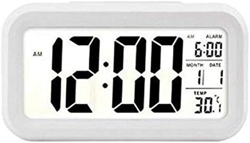 Mountain Top Imported Digital Smart Backlight Alarm Clock with Automatic Sensor,Date & Temperature (White) Table Clock Alarm Clock Alarm Mily White Clock