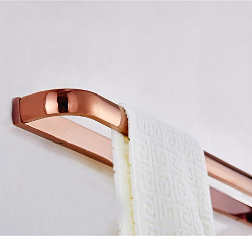 Aothpher 60 cm Wand montiert Kupfer Badezimmer Handtuch Bar Single towelrack, poliert, Messing, rose gold, 60 cm - 5