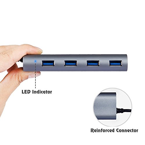 Laptone 4-Port USB 3.0 Datenhub für Apple MacBook, MacBook Air, MacBook Pro, Mac Mini, iMac, MacPro, Windows Laptops und Ultrabooks, sowie PCs und weiteren USB 3.0 kompatiblen Geräten - 7