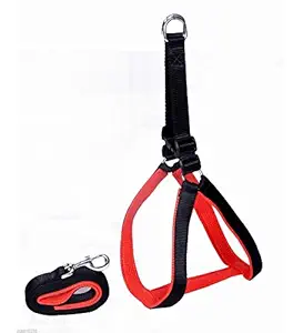 Smarty Pet Nylon With Red Padding Dog Harness 1 Inch Black (Medium)