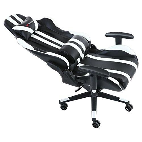 GTFORCE PRO RS RECLINING SPORTS RACING GAMING OFFICE DESK PC CAR LEATHER CHAIR (White)