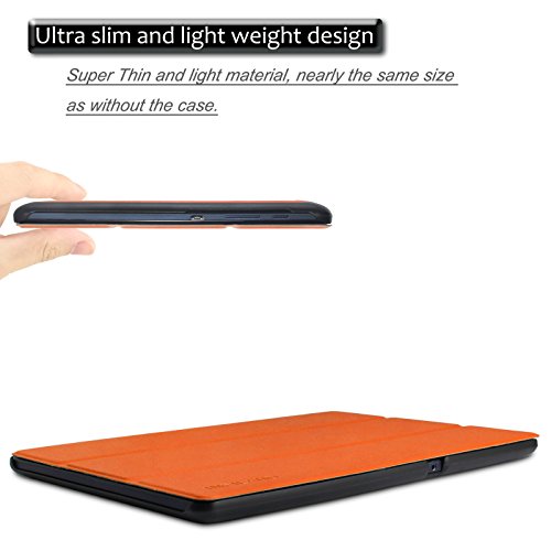 Infiland Lenovo Tab 2 A10-70 / Tab 2 A10-70L / Tab 2 A10-70F / Tab 2 A10-30F / Tab 2 A10-30L / Tab 3 10 Business/ Tab3 10 Plus Hülle Case, Ultra Dünn Tri-Fold Smart-Muschel PU Leder Schutzhülle für Lenovo Tab 2 A10-70 / Tab 2 A10-30 / Tab 3 10 Business/ Tab3 10 Plus 10,1 Zoll Tablet (mit Auto Schlaf / Wach Funktion)(Orange) - 5