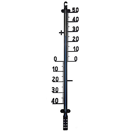 XXL Wand Thermometer 66 cm aus Kunststoff in Schwarz Gartenthermometer Außenthermometer