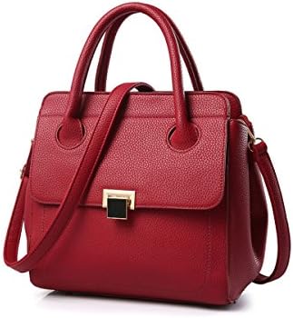 Emotionlin Women's Trendy Designer Boutique Faux Leather Large Button Shoulder Padlock Bag(Wine Red)