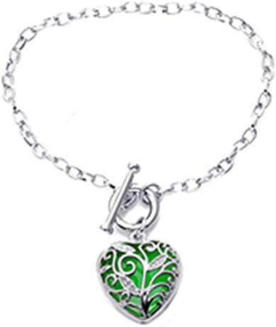 Loving Heart Shapped Bracelet Glow in the Dark Bracelet Jewelry Pendant Steampunk Fairy Magical Shiny Glowing (Green)