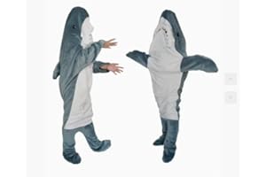 IDAHSOR Shark Sleeping Bag Super Soft Cozy Flannel Hoodie Shark Tail Wearable Shark Blanket for Boys Girls Cosplay Shark Costume Shark Gifts for Shark Lovers, Blue, XL-83inX35.5in (CWB0330)