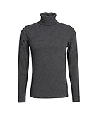Rippstrick-Bündchen Daniele Fiesoli Herren Rollkragenpullover in Dunkelgrau meliert 12 Antrax XL