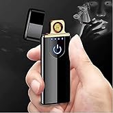 HOBITEQ LR-1 Electric USB DEL-08 Touch Lighter for Smoking Rechargeable Windproof Slim Coil Lighter with Smart Fingerprint Se
