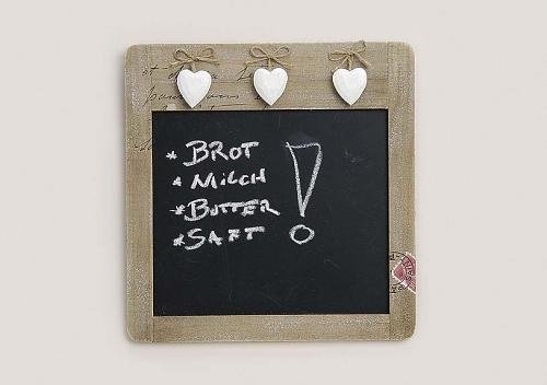 Küchentafel im Landhaus-Stil mit Herzen | Memo-Tafel in Braun & Weiß für die Küche | Kreide-Tafel zur Organisation & Erinnerungen im Haushalt | ideal für Restaurants oder Veranstaltungen geeignet