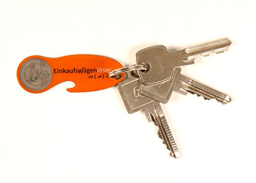 Set-Einkaufswagenchip Edelstahl / 3×4 Stück orange, grün, schwarz mit 12 Monaten Schlüsselschutz - 3