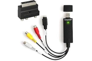 AUTOUTLET USB 2.0 Audio Video Grabber | inkl. Zubehörset Scart zu RCA/S-Video Adapter, RCA zu RCA Kabel | VHS - Videoadapter zur Bearbeitung Nachbearbeitung | für Windows 10/8/7/ Vista/XP