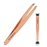 Slant Tweezers - Aumelo Professional Stainless Steel Slant Tip Precision Eyebrow Tweezer for Your Beauty - Rose Gold