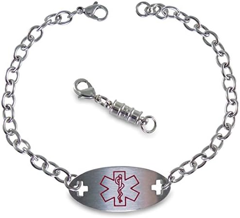 Max Petals Diabetes Women's Medical Alert ID Identification Bracelet with Optional Magnetic Clasp