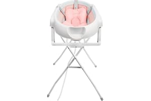 SUPFINE Baignoire pour bébé - Avec support - 84,5 cm - Pliable - Avec coussin de bain - Support et écoulement - Pour les bébés de la naissance à 2 ans - Rose - Avec support - 66 x 61 x 82 cm
