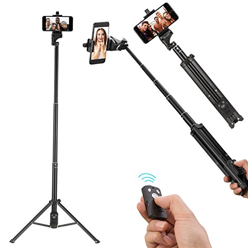 Tobeape 137 cm Selfie Stick Stativ, Ausziehbares 3 in 1 Selfie Stick, Selbstbildnis Monopod, Video Stativ fÃ¼r Smartphone und Kamera mit Wireless Fernbedienung Shutter