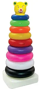 TOYZTREND Plastic Baby Kids Teddy Stacking Ring Jumbo Stack Up Educational Toy Multicolour Rings Tower Construction Toys