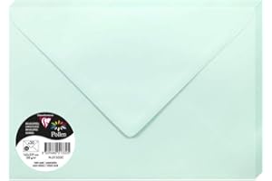 Clairefontaine 51332C – Zestaw 20 kopert z klejem do zwilżenia – Format C5 (16,2x22,9cm) – 120g/m² – Kolor jadeitowa zieleń – zaproszenia i korespondencja – Kolekcja Pollen – Papier gładki Premium