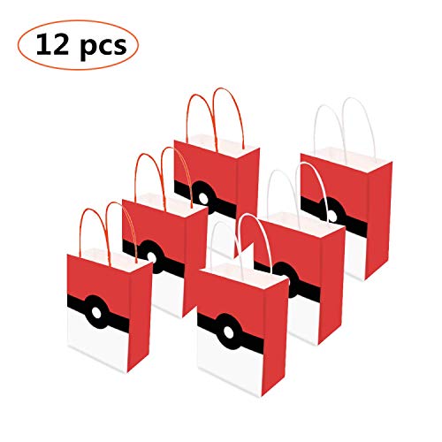 Hooggle Fournitures de fête Poke-Mon Favors, Sacs de fête Poke-Mon pour Les Enfants Birthday Party Party Party Party Poke-Mon thème décorations de fête d'anniversaire Ensemble de 12
